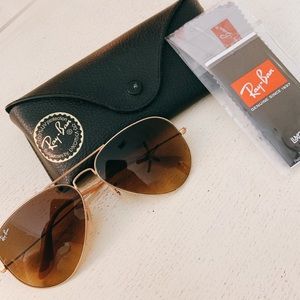 Authentic Ray Ban Gold Aviator Sunglasses
